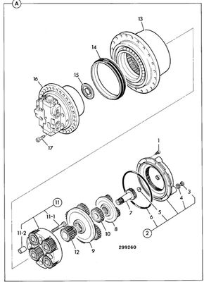 05-903825 insieme di riduzione di 05/903826 05/903836 ingranaggi per JS130 JS145 JS160